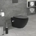 Produktbild: LuxeBath Spülrandloses Wand Hänge-WC mit Bidet-Funktion, Schwarz, lang, Tornadospülung, mit Nano Beschichtung