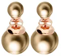 Produktbild: LÖB Ohrstecker Doppel Ohrringe 750er Roségold Vergoldet Zwei Perlen, Damen Perlenohrringe Perlenohrstecker Kugel Front Back Set Topas Braun Rose Gold Schmuck