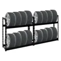 Produktbild: PROREGAL Mega Deal | 2X Reifenregal Tiger | HxBxT 100x110x35 cm | 150kg Fachlast | bis zu 16 Reifen | mit Ebenen | Schwarz Reifenständer Garagenregal