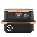 Produktbild: Ninja Foodi FlexDrawer Dual Zone Heißluftfritteuse, Air fryer mit 10,4-Fach und herausnehmbarem Trenner, Antihaftbeschichtung, spülmaschinenfester Korb, 7-in-1, Schwarz & Kupfer, AF500EUCP