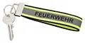 Produktbild: Schlüsselanhänger FEUERWEHR gelb-silber-gelb Optik mit Reflexstreifen 140x30mm