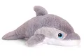 Produktbild: HDmirrorR tachi Kuscheltier Delfin Grau, Großer Plüschtier Meeressäuger 25 cm, Kindersicheres Stofftier liegend