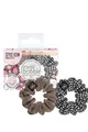 Produktbild: Duo Scrunchie Set Stoff Haargummi Schwarz Weiß Muster Stoff Zopfgummi Goldgli...