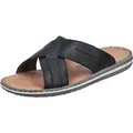 Produktbild: Rieker Herren Pantolette aus beschichtetem Leder mit Kreuzbandage 21082, Größe:45 EU, Farbe:Schwarz - Schwarz - 45