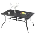 Produktbild: Thanaddo Gartentisch mit Schirmloch für 6 Personen, Wetterfest Terrassentisch aus Stahl, Draussen Metall Tisch Gartenmöbel 150x94 cm Gartentische Campingtisch für Garten Balkon Outdoor, Schwarz