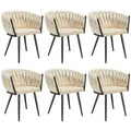 Produktbild: TECTAKE Set Esszimmerstuhl Astano Samt, Knotendesign  6er SetSand