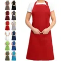 Produktbild: EllaTex Schürze Kochschürze Kellnerschürze Bistroschürze Küchenschürze Grillschürze Latzschürze 100% Baumwolle Damen / Herren / UNISEX, Far... - Rot