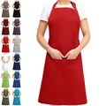 Produktbild: EllaTex Damen/Herren/UNISEX Schürze Kochschürze Kellnerschürze Bistroschürze Küchenschürze Grillschürze Latzschürze 100% Baumwolle, Farbe: Rot