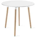 Produktbild: Home Collective Esstisch Runder weißer Esszimmertisch mit Beinen aus Naturbuche (für Küche, Esszimmer, Wohnzimmer - Langlebige MDF-Platte), 80 cm Durchmesser in weiß - Modernes und ergonomisches Design weiß 80 cm x 80 cm