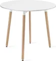 Produktbild: Esszimmertisch Runder weißer Esstisch mit Beinen aus Naturbuche, 80 cm Durchmesser - Modernes und ergonomisches Design für Küche Esszimmer, Wohnzimmer