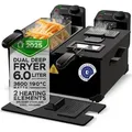 Produktbild: TurboTronic Doppel Fritteuse - DF2 - mit Öl 3600W 2x3L Edelstahl-Kaltzonen Friteuse mit spülenmaschinefesten Teilen, Sichtfenster und präzise 0...