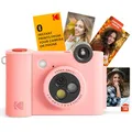 Produktbild: KODAK Smile+ 2-in-1 Digitale Sofortbildkamera & kabelloser Bluetooth-Fotodrucker - 10MP, Spezialeffekt-Drehobjektiv, Zink 2x3” Klebefotos, Drucken über Fun-App von Smart Devices - Rosa