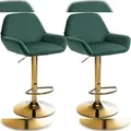 Produktbild: CLP 2er Set Barhocker Braga Gold Samt dunkelgrün