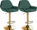 Produktbild: CLP Barhocker Braga Samtbezug mit Goldgestell, höhenverstellbar und 360° drehbar,dunkelgrün