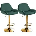 Produktbild: 2er Set Barhocker Braga Gold Samt dunkelgrün