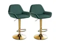 Produktbild: CLP 2er Set Barhocker Braga Samtbezug Gold-Gestell I höhenverstellbar und 360 drehbar I moderner Barstuhl mit Fußstütze für Küche und Bar