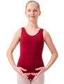 Produktbild: tanzmuster Ballettanzug Mädchen ärmellos - Lissy - weiche Baumwolle - Ballettbody Kinder Ballett Trikot - burgunder, 104/110