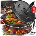 Produktbild: KESSER Feuertopf, Gußeisen, Dutch Oven Set BBQ Feuertopf Schmortopf, Gusseisen Topf schwarz 9 l | Ø 29.5 cm x 13 cm