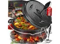 Produktbild: KESSER® Dutch Oven Set BBQ Feuertopf Schmortopf, Gusseisen Topf mit Deckelheber Henkel und Schlitz für Themormeter, kochkessel Grilltopf Gulaschkessel für Oudoor & Indoor