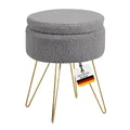 Produktbild: Albatros Hocker Mit Stauraum Cannes – Sitzhocker, Modernes Design, Edler Sherpa-Bezug – Sitztruhe oder Sitzbank – Optimal als Fußhocker oder Hocker Schminktisch, Grau