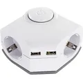 Produktbild: 2-fach Ecksteckdose - mit 2 USB- Anschlüssen, Schalter, Thermoschutz und Kinderschutz