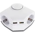 Produktbild: Ecksteckdose 2-fach, mit 2 USB- Anschlüssen, Schalter, Thermoschutz und Kinderschutz REV