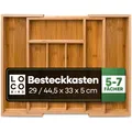 Produktbild: Loco Bird Besteckkasten für Schubladen - 5 bis 7 Fächer - Ausziehbarer Bambus...
