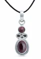 Produktbild: mantraroma Kettenanhänger 925 Silber Granat roter Stein Edelstein Kettenanhänger Damen Sterling Silber Halskette Anhänger Geschenk (MAH-075-02)