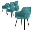 Produktbild: ML-DESIGN Stuhl Esszimmerstuhl ergonomisch & gepolstert, Esstischstuhl mit Rückenlehne (Komplett-Set, 6 St), Wohnzimmerstuhl Blau Samtbezug Metallbeine Küchenstuhl Polsterstuhl
