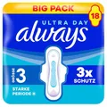 Produktbild: Always Ultra Damenbinden Starke Periode (Größe 3) mit Flügeln 18 Stück, Sehr Saugfähig, Ultradünn, Für Die Periode