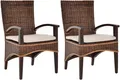 Produktbild: Set/2 Esszimmerstuhl Rattanstühle mit Armlehne Esszimmer (Holzlehne Braun Natur)