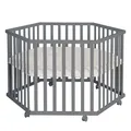 Produktbild: Roba Kids Laufgitter 6-eckig inkl. Schutzeinlage Greyish gesteppt Luxe TOP