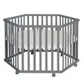 Produktbild: Roba Kids Laufgitter 6-eckig inkl. Schutzeinlage Greyish gesteppt Luxe NEU