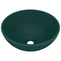 Produktbild: vidaXL Luxus-Waschbecken Rund Matt Dunkelgrün 32,5x14 cm Keramik
