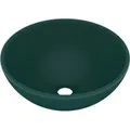 Produktbild: vidaXL Luxus-Waschbecken Rund Matt Dunkelgrün 32,5x14 cm Keramik 146970