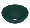 Produktbild: vidaXL Waschbecken, Luxus-Waschbecken Rund Matt Dunkelgrün 32,5x14 cm Keramik
