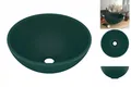 Produktbild: Waschbecken Badezimmer Aufsatzwaschbecken Rund Matt Dunkelgrün 32,5x14 Cm Kerami