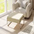 Produktbild: HOMCOM Fußhocker Dick Gepolstert Hocker mit Stahlbeinen für Schlafzimmer Beige