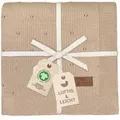 Produktbild: Babydecke Ajour Strick warmes Taupe – luftige Neugeborenen Decke aus weicher Bio-Baumwolle (GOTS/Oeko-TEX) – Ideal als Kuscheldecke und Baby Erstausstattung - Geschenk zur Geburt Baby Mädchen/Junge