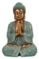 Produktbild: Geschenkestadl Buddhafigur Buddha Figur groß 41,5cm türkis gold betende Hände (1 St), Spirituell, Entspannung, Buddha, Sammelfigur, Yoga