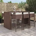 Produktbild: 7-tlg. Gartenbar-Set mit Kissen Braun Poly Rattan