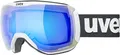 Produktbild: uvex downhill 2100 CV - kontrastverstärkende Skibrille mit schmalem Rahmen und extra weitem Sichtfeld für Damen und Herren - white matt/blue-green - one size