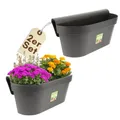 Produktbild: 2x Geländerkasten Balkon mit Wasserspeicher Blumen Topf Kasten Zaun Geländer
