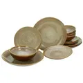 Produktbild: CreaTable 23674 Tafelservice Reactive Nostalgic für 4 Personen, Steinzeug, braun (1 Set, 12-teilig)