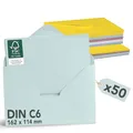 Produktbild: Falinko 50x Faltkarten mit Umschlag Pastell Farbmix I Din A6/C6 I Faltkarten blanko I Briefumschläge bunt I neutrale Grußkarten mit Umschlag