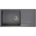 Produktbild: Reginox Granit-Spülbecken mit Abtropffläche, Becken links, Amsterdam 540 Grey Silvery 54x44 cm R30813 - Schwarz