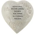 Produktbild: com-four® Grab-Dekoration in Herz-Form - verzierter Trauerstein mit Gedenkspruch - Gedenkstein mit Aufschrift - wetterfester Grabschmuck mit Schmetterlingen