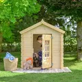 Produktbild: Kinderspielhaus aus Holz -Spielhaus im Freien für Kinder (ohne Boden) - 111x114xH121 cm/0.9 m2 - (Die Dachfarbe ist grün) Timbela M570Z-1