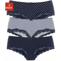 Produktbild: Panty LASCANA, Damen, Gr. 32/34, blau (marine, gepunktet, gestreift, uni), Jersey, Obermaterial: 95% Baumwolle, 5% Elasthan. Spitze: 87% Polyamid, 13% Elasthan, gepunktet, gestreift, unifarben, körpernah, Unterhosen Panty, aus elastischer Baumwolle mit zarter Spitze