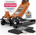 Produktbild: Tarpofix Wagenheber 3T hydraulisch – Rangierwagenheber flach für Auto & SUV, Hubhöhe 85 - 475 mm, inkl. Gummiauflage & Handschuhe
